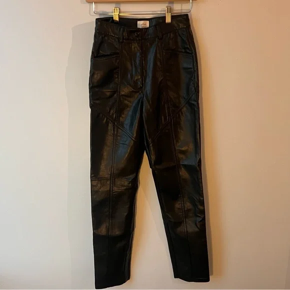 ARITZIA Wilfred Rebel Black Vegan Leather Cropped Pants - Picture 8 of 13